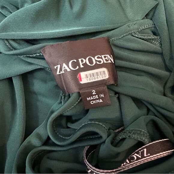 Zac Posen Green Twisted Wrap Off the Shoulder Gown  size 2 - Picture 10 of 10